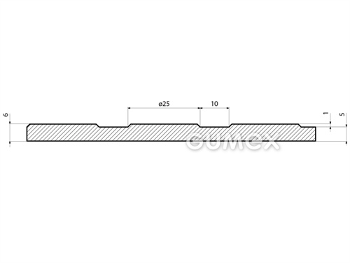 Gummiboden S 8, 6mm, Breite 1230mm, 80°ShA, SBR-NR, fläche Noppen, -25°C/+80°C, schwarz, 